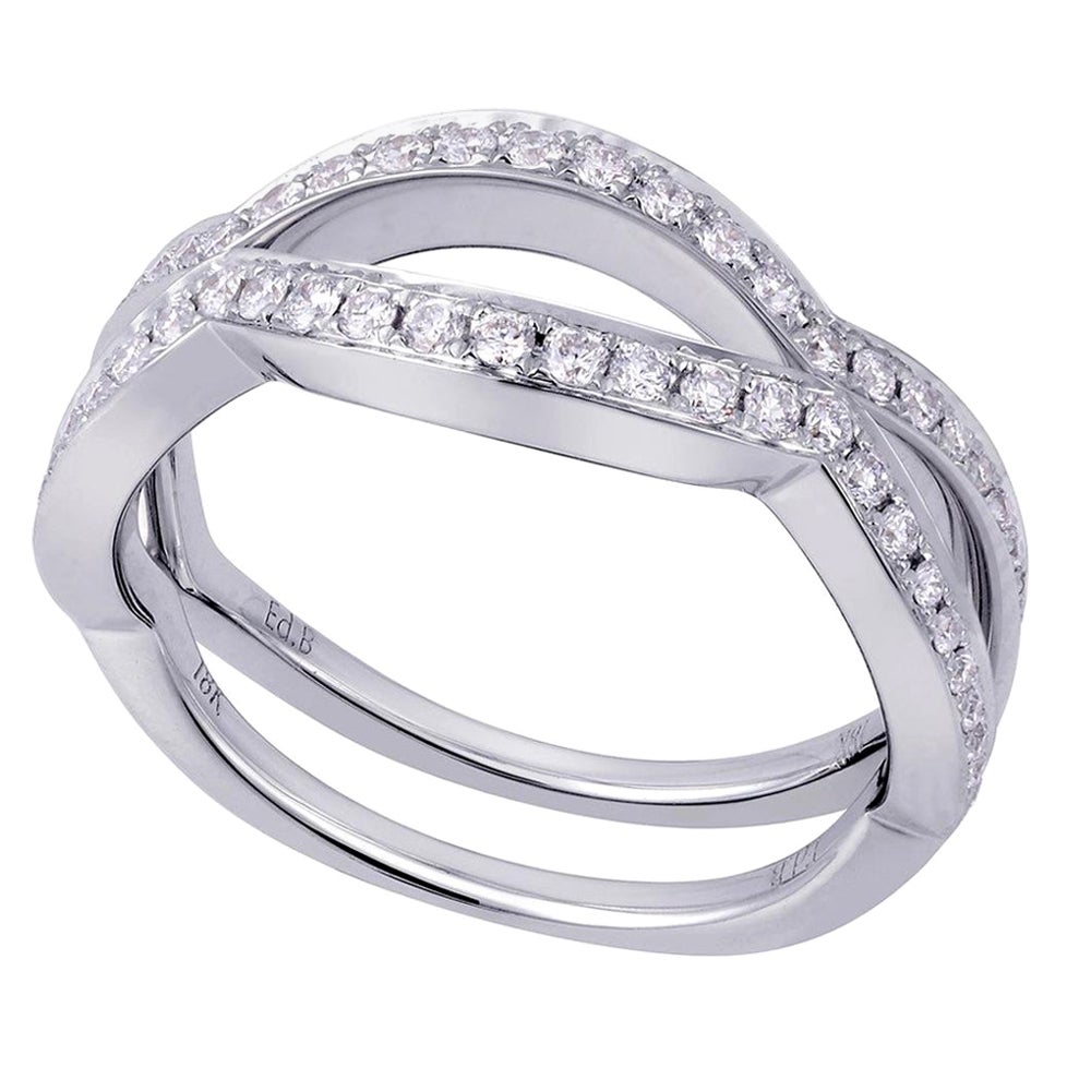 Rachel Koen Twist Pave Diamond Ladies Ring 18K White Gold 0.35cttw For Sale