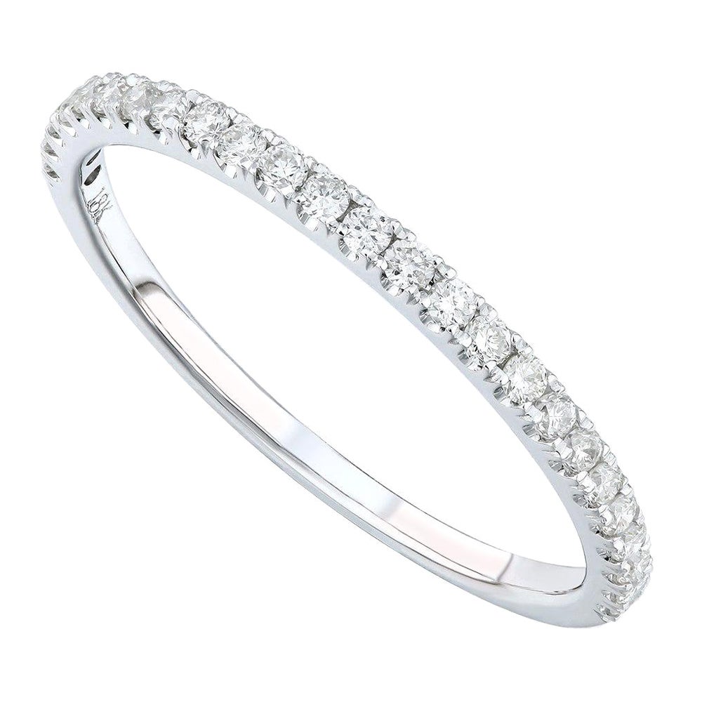 Rachel Koen Genuine Diamond Pave Ladies Ring 18K White Gold 0.20cttw For Sale