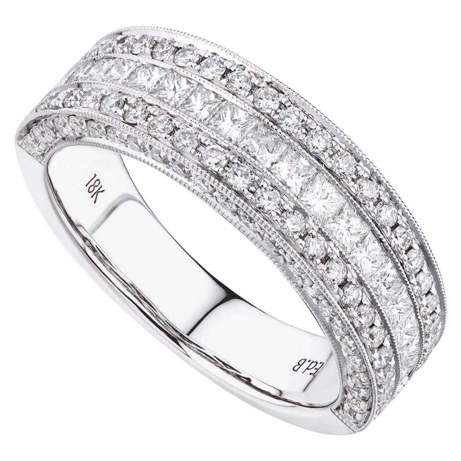 Rachel Koen Pave Diamond Ladies Ring 18K White Gold 1.40cttw For Sale