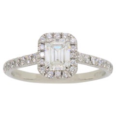 Tiffany & Co. Soleste Emerald-Cut Halo Engagement Ring Made in Platinum