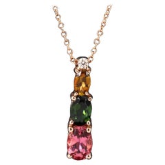 $3750 / NEU / EFFY Aquarellfarben Diamant &amp; Turmalin Halskette / 14K Gold