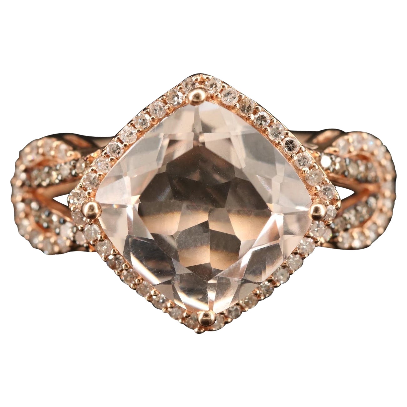 $4950 / Effy Blush 14K Rose Gold Morganite and Diamond Ring, 3.65 TCW For Sale