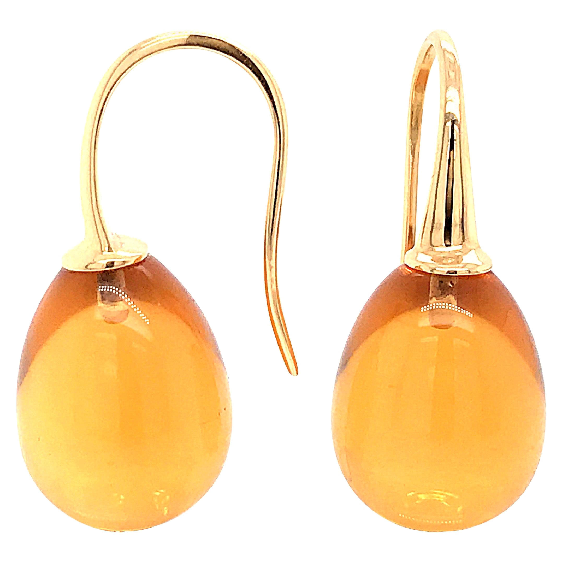 Yellow Gold 18 Karat Hydro Citrine Drop Earrings