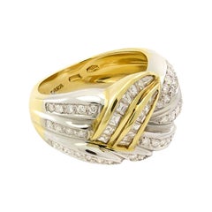 Italian Handmade Diamond Crossover 18kt Yellow Gold Ring Made in Italy