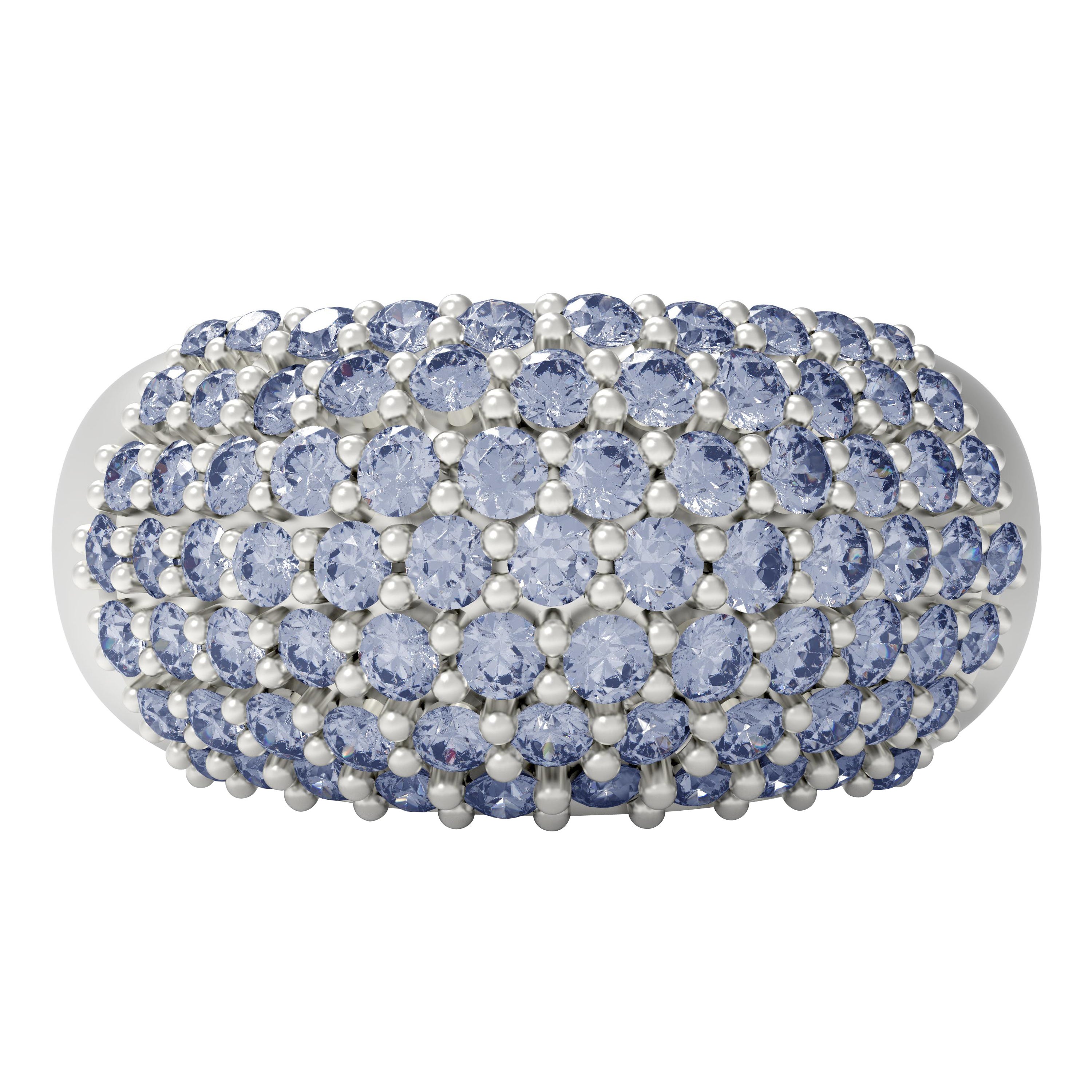 Eighteen Karat White Gold Pave Ring with Two Carats Tanzanites For Sale