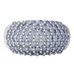 Eighteen Karat White Gold Pave Ring with Two Carats Tanzanites