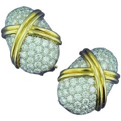 Tiffany & Co. Schlumberger Diamond Gold Platinum Earrings 8