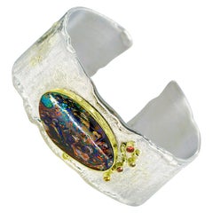 Matrix Boulder Opal Cuff Bracelet 22k 18k 14k Gold Sterling Silver