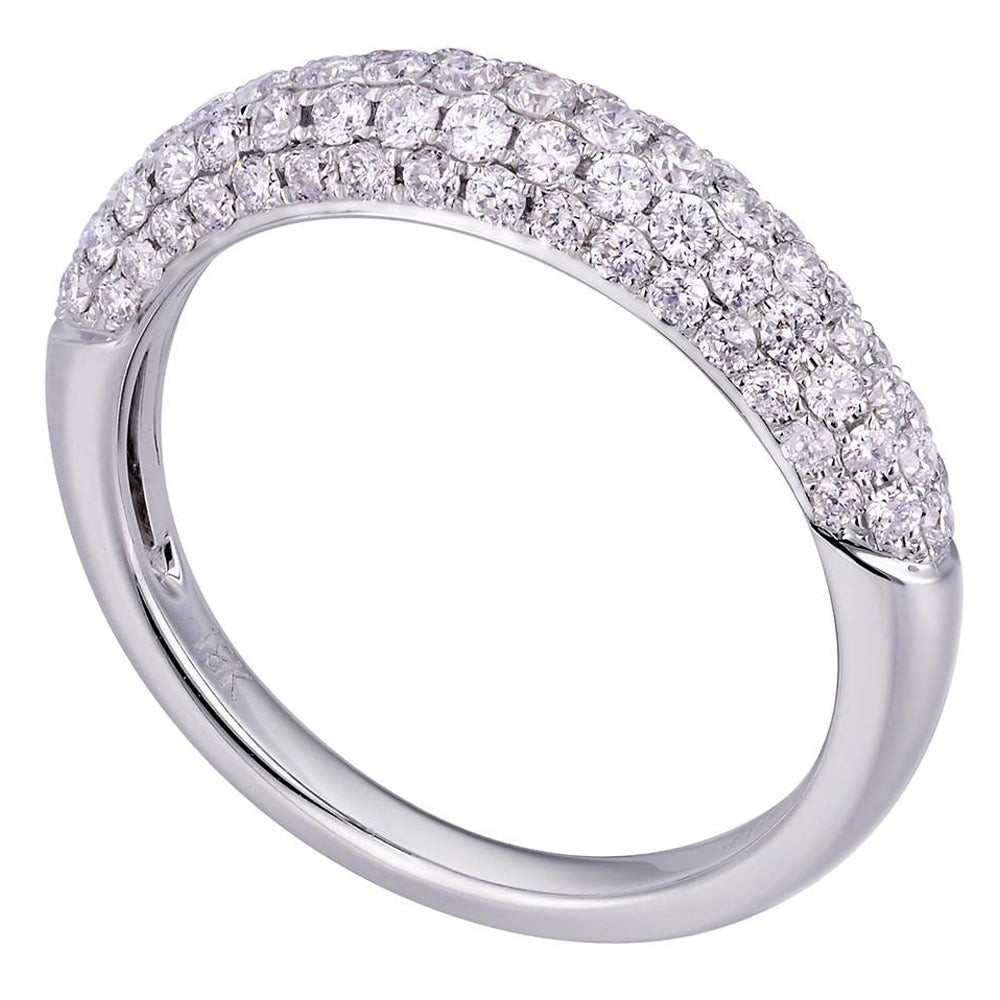 Rachel Koen Bague pour femme en or blanc 18 carats avec pavé de diamants 0,83 carat poids total