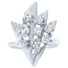 Rachel Koen Retro Eight Diamond Cluster Ring 14K White Gold 1.50Cttw
