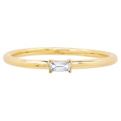 Rachel Koen - Taille baguette  Bague en or jaune 14 carats avec diamants 0,07 carat poids total