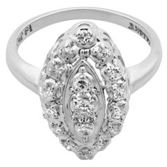 Rachel Koen Bague cocktail vintage en or blanc 14 carats avec diamants 0,45 carat poids total