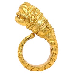 Lalaounis Iconic Ornate Dragon Gold Ring Estate Fine Jewelry