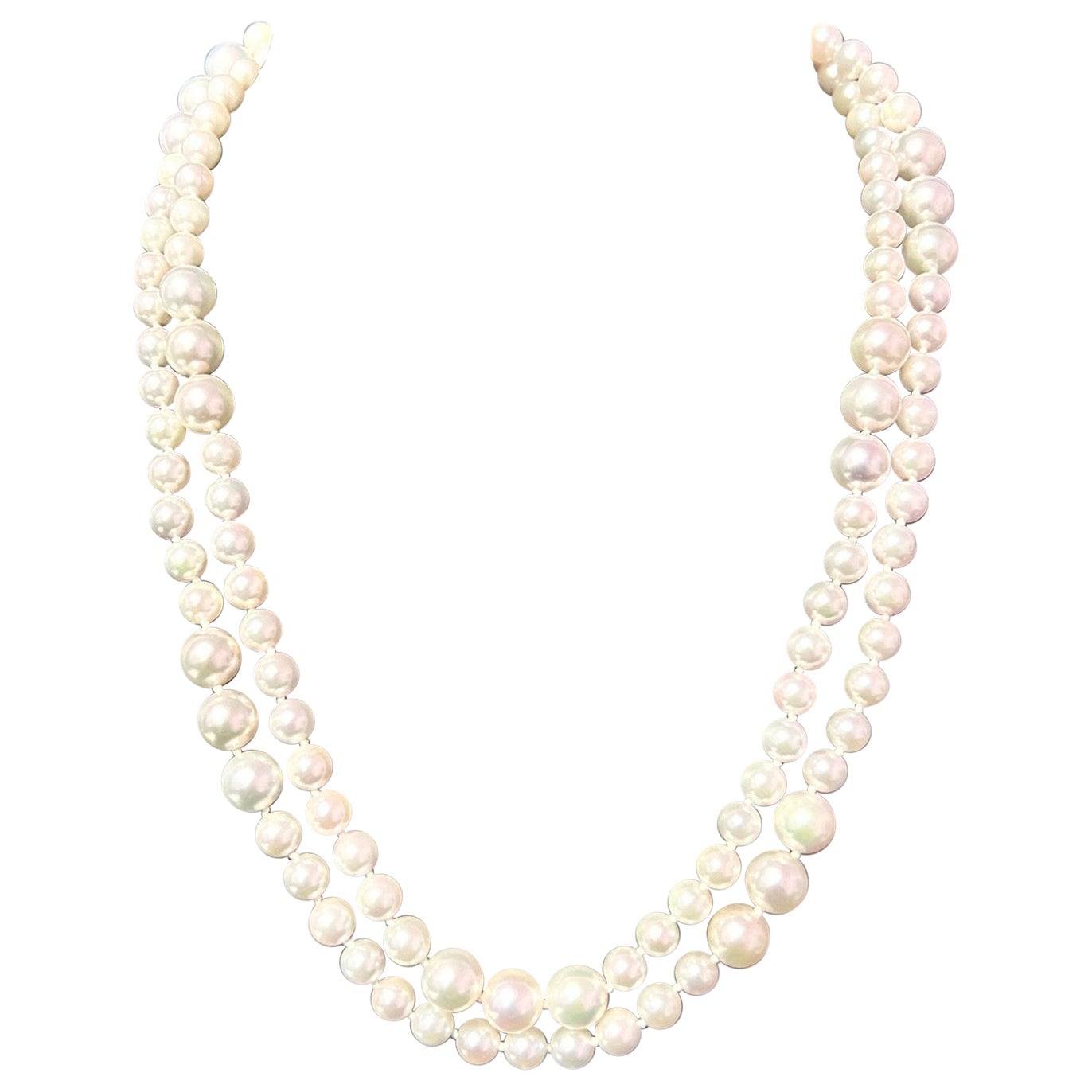 Akoya Pearls Necklace 14k Y Gold Ball Clasp Certified