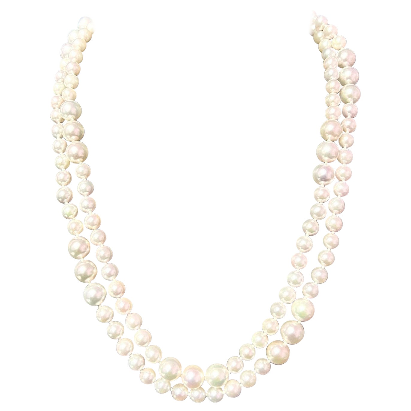 Akoya Pearls Necklace 14k Y Gold Ball Clasp Certified