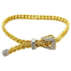 14K Diamond Buckle Bracelet Rope .15 Carat