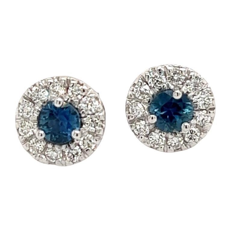 Natural Sapphire Diamond Stud Earrings 14k Gold 1.09 TCW Certified For Sale