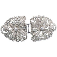 1950s Double Diamond Platinum Clip Brooch