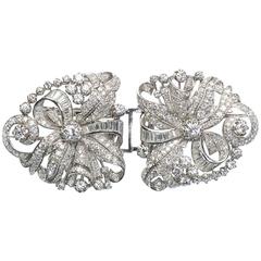 1950s Double Diamond Platinum Clip Brooch 10