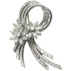 1950s Diamond Platinum Spray brooch 11