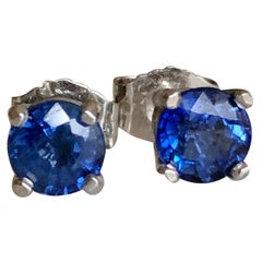 Blue Sapphire Platinum Stud Earrings