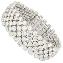 Finest Wide 60 Carats of Diamonds Gold Bracelet 11