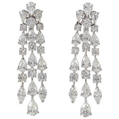 Three Row Diamond Gold Dangle Earrings 4