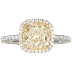 Thin Handmade 2 Carat GIA Cert Fancy Light Yellow Diamond Engagement Ring