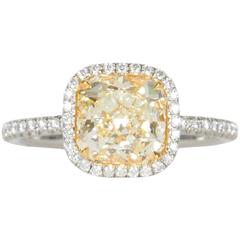 Thin Handmade 2 Carat GIA Cert Fancy Light Yellow Diamond Engagement Ring 11