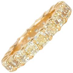 Yellow Diamond Gold Eternity Band Ring 4