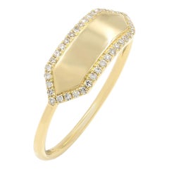 Rachel Koen Diamond Name Plate Ring 14K Yellow Gold 0.11cttw