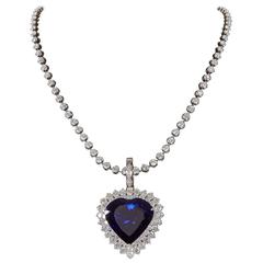 Rare 49.27 carat Heart Shape Tanzanite Diamond Pendant 6