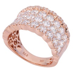 Rachel Koen Anillo de oro rosa de 18 quilates con pavé de diamantes 3,00 ctw