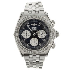 Used Breitling Stainless Steel Crosswind with Custom Set Diamond Bezel