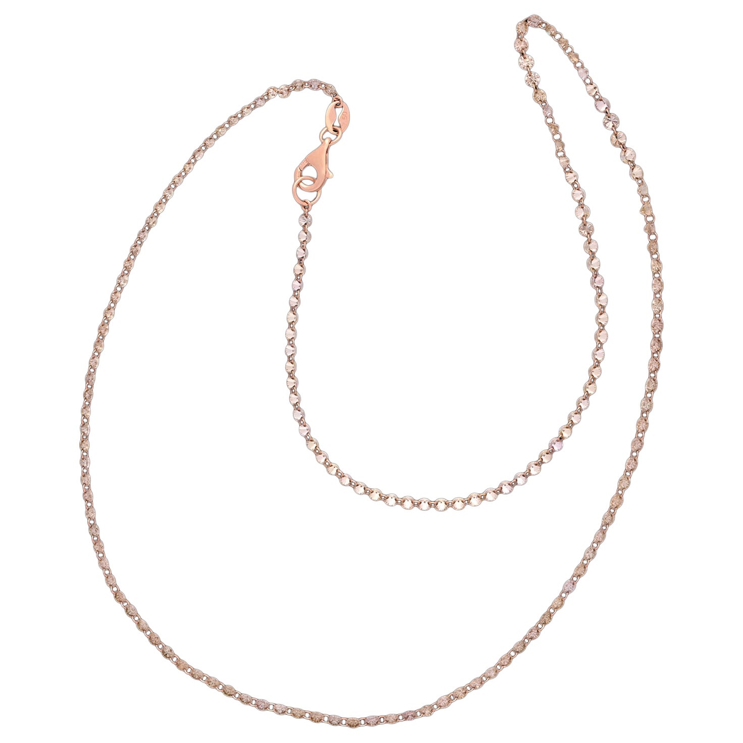 18kt Rose Gold 7.50 Carat Diamond Necklace For Sale