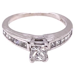 Diamond Engagement Ring Princess Cut 1ct 14K White Gold Channel Set