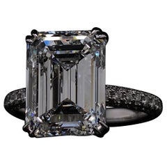 Emilio Jewelry Gia Certified 6.00 Carat Emerald Cut Diamond Ring