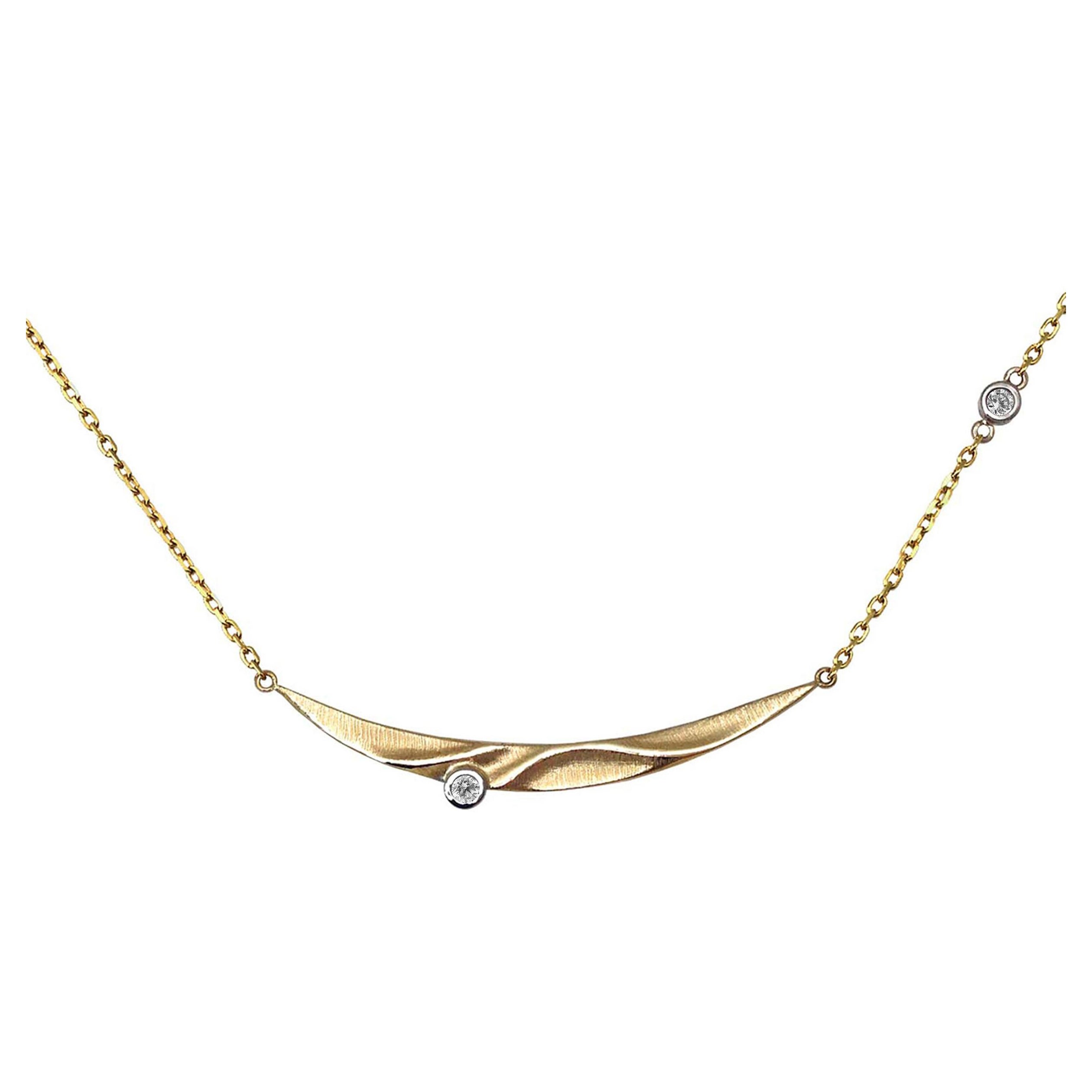 14 Karat Gold Seaside-Halskette mit Diamant-Akzenten und verstellbarer Kette