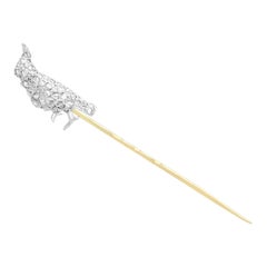 Antique 0.32 Carat Diamond and 9 Carat Yellow Gold Bird Pin Brooch