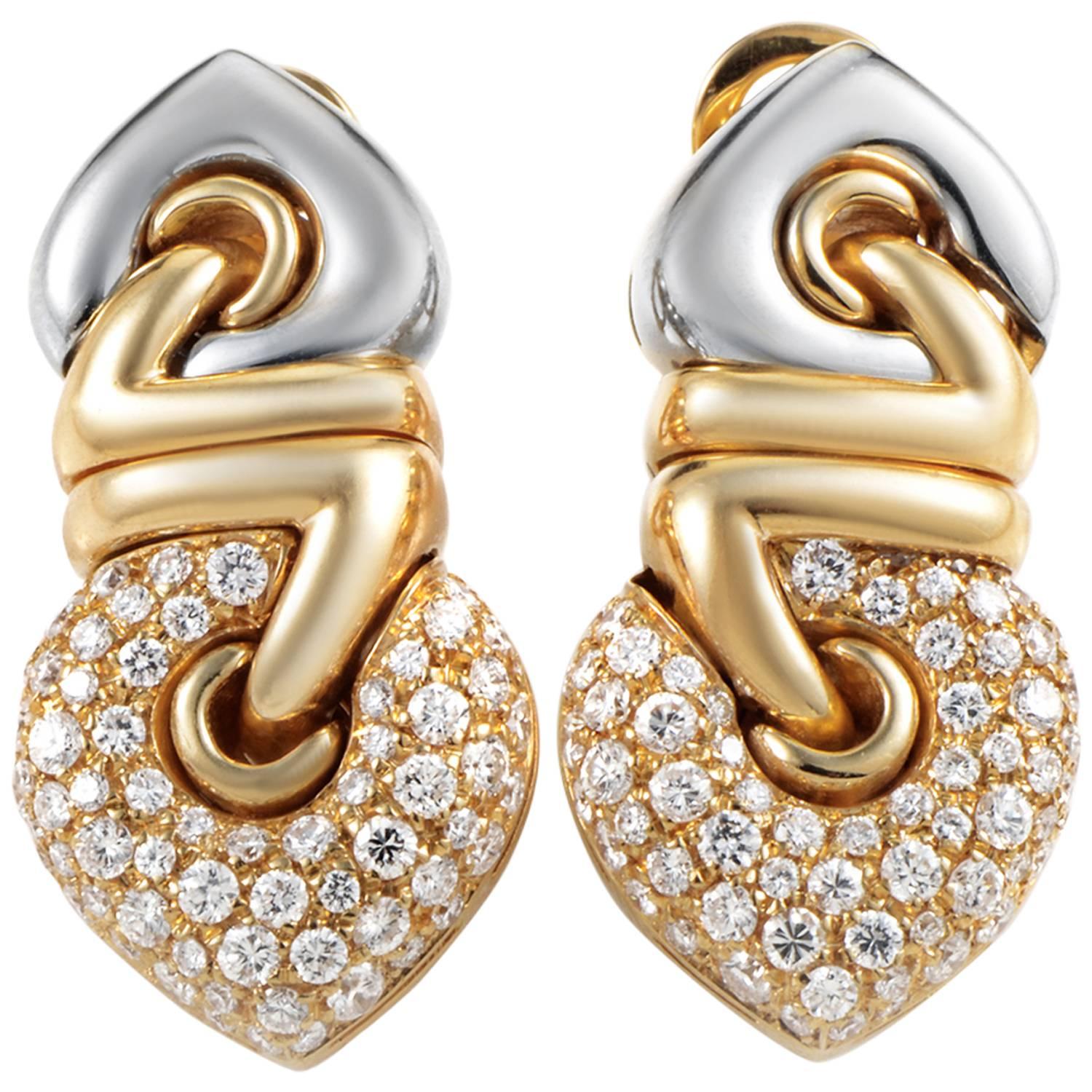 Bulgari Diamond Multi-Color Gold Clip-On Earrings