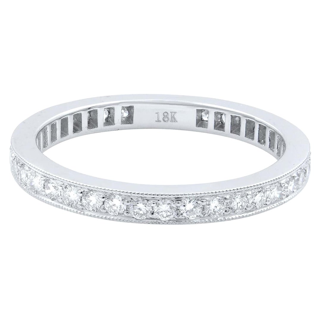 Rachel Koen Diamond Eternity Band with Milgrain 18K White Gold 0.70cts