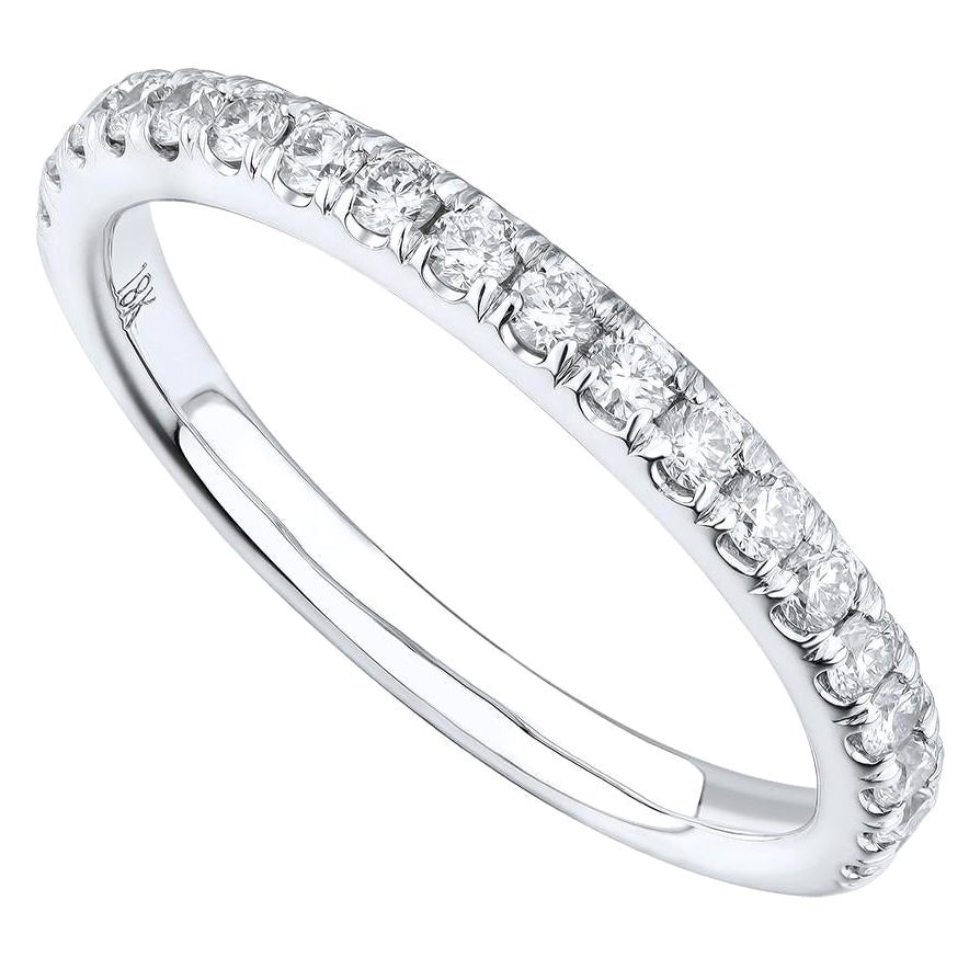 Rachel Koen Pave Diamond Ladies Wedding Band 18K White Gold 0.38cttw For Sale
