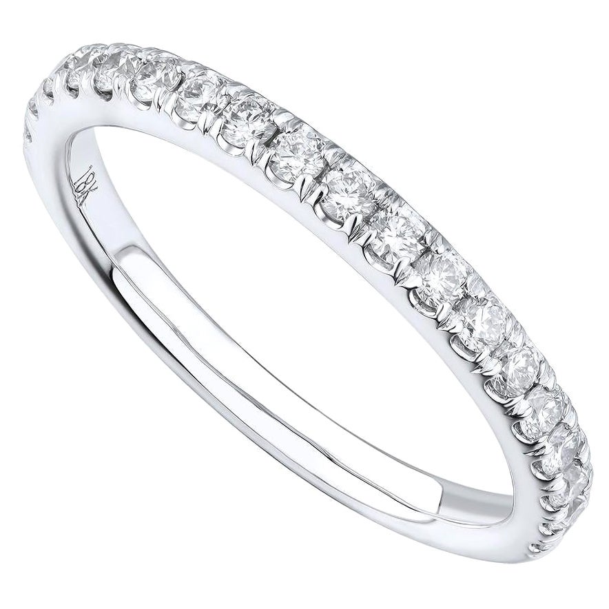 Rachel Koen Pave Diamond Ladies Wedding Band 18K White Gold 0.38cttw