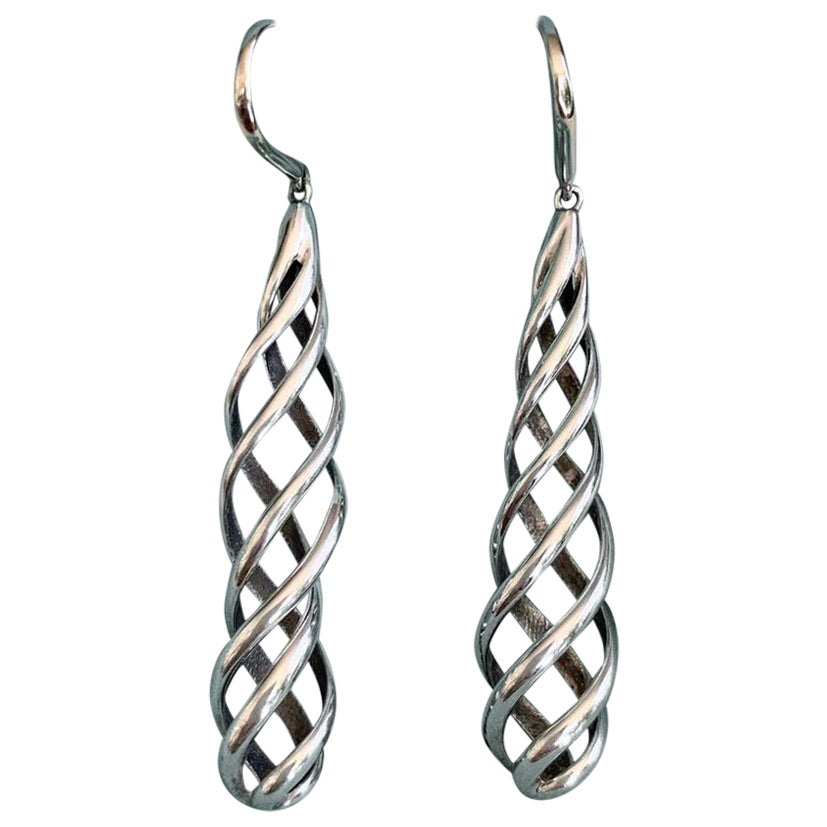 Tiffany & Co. Paloma Picasso Silver Venezia Luce Swirl Drop Dangle Earrings