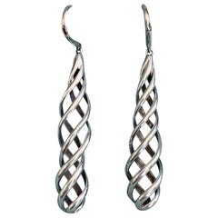 Tiffany & Co. Paloma Picasso Silver Venezia Luce Swirl Drop Dangle Earrings