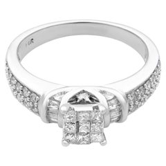 Rachel Koen Diamond Engagement Ring 14K White Gold 0.55cttw