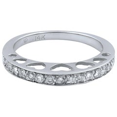 Diamond Inset Heart Cut Out Wedding Band 14K White Gold 0.50cttw