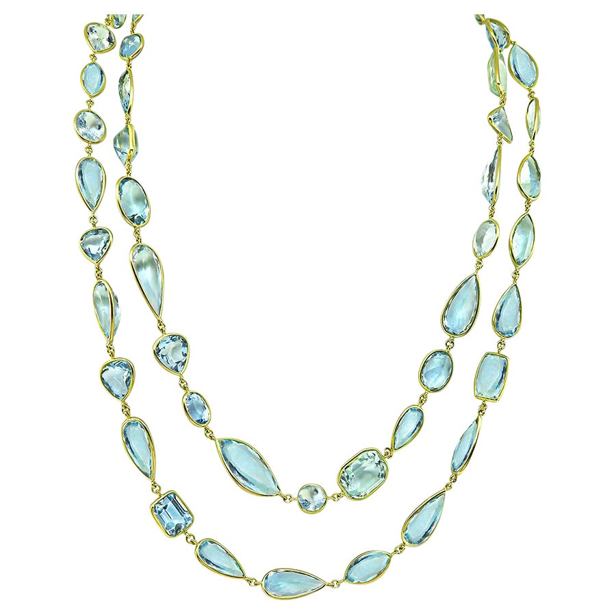 180.00ct Aquamarine Gold Necklace For Sale
