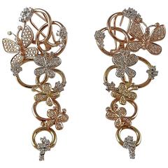 Micro Pave Diamond Gold Butterfly Earrings