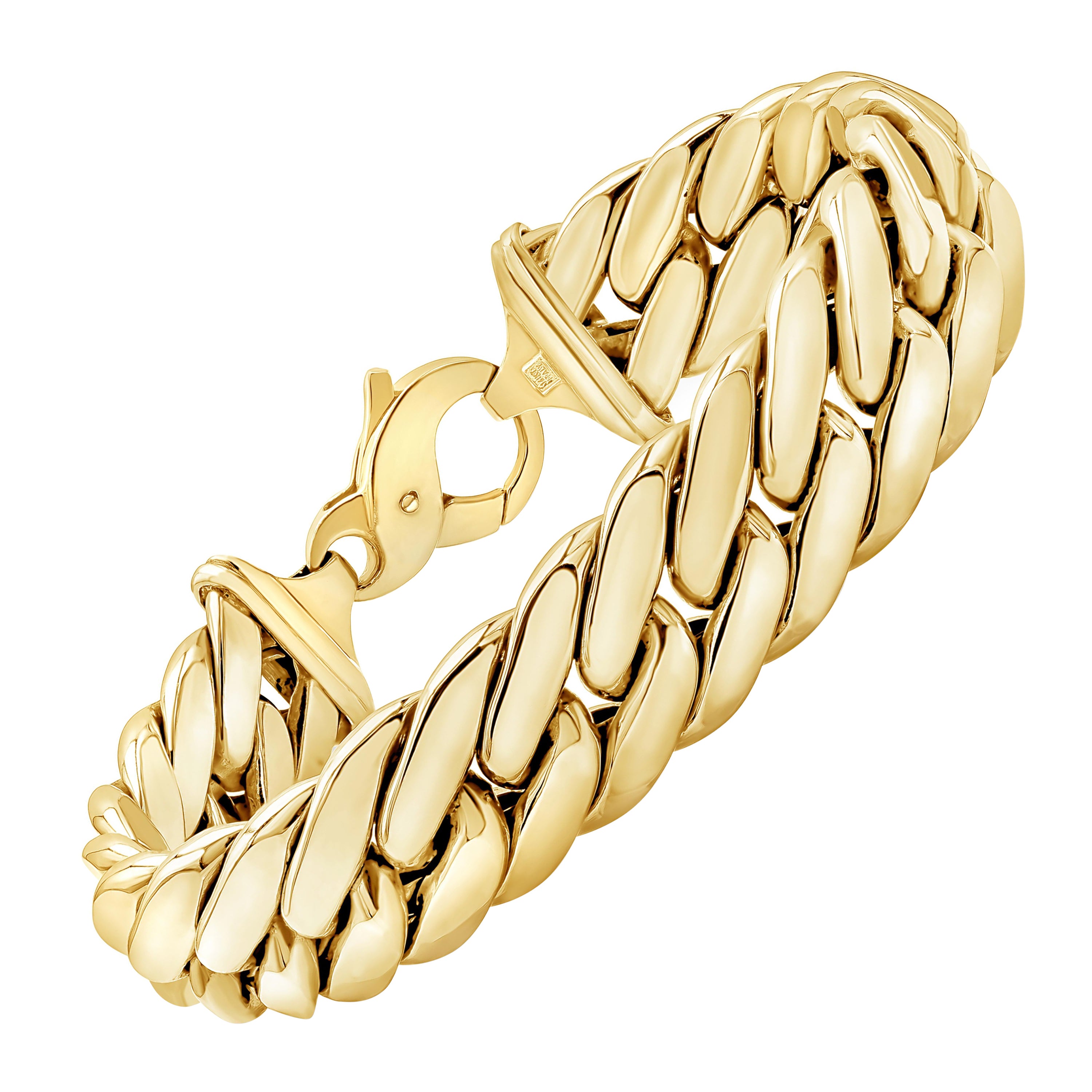 Bracelet à larges maillons cubains en or jaune 14 carats